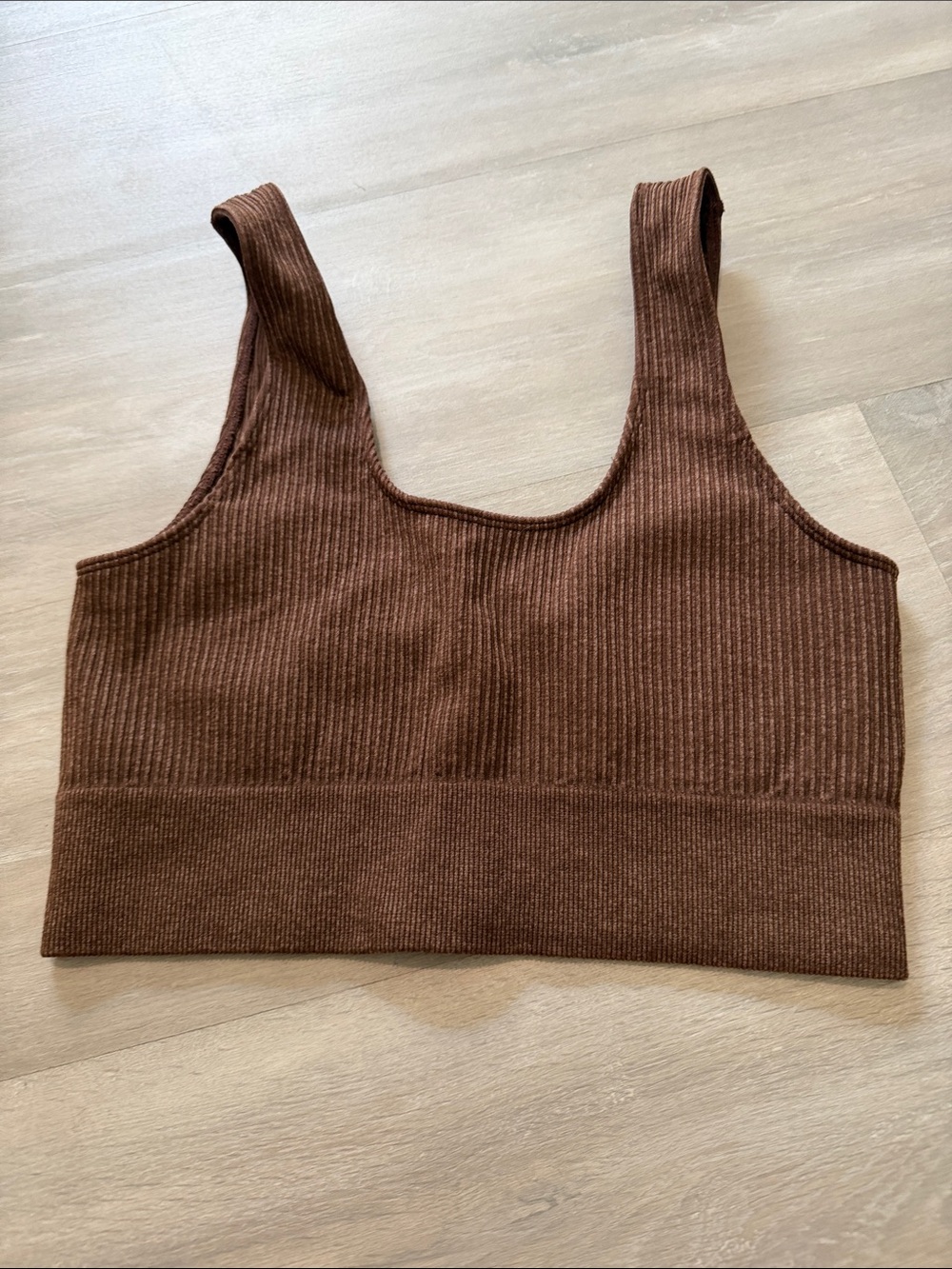 Balance Ribbed Brown Cropped Tank Top size large